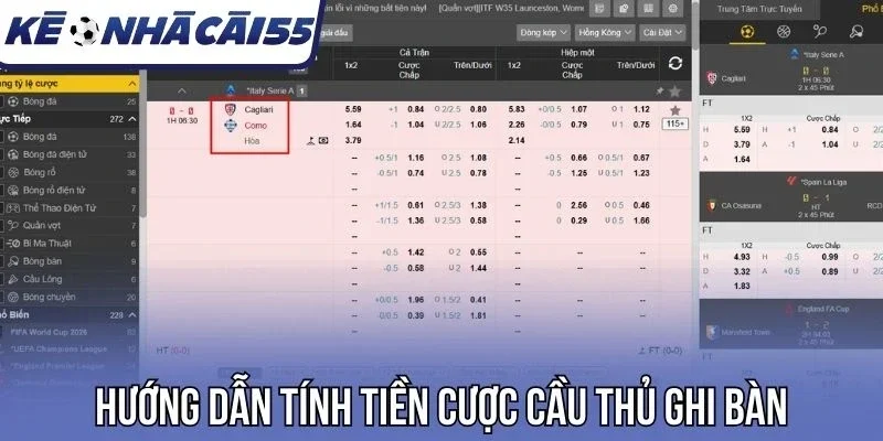 Hướng dẫn tính tiền cược cầu thủ ghi bàn
