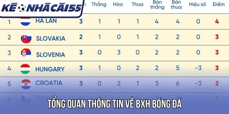 Tổng quan thông tin về BXH 